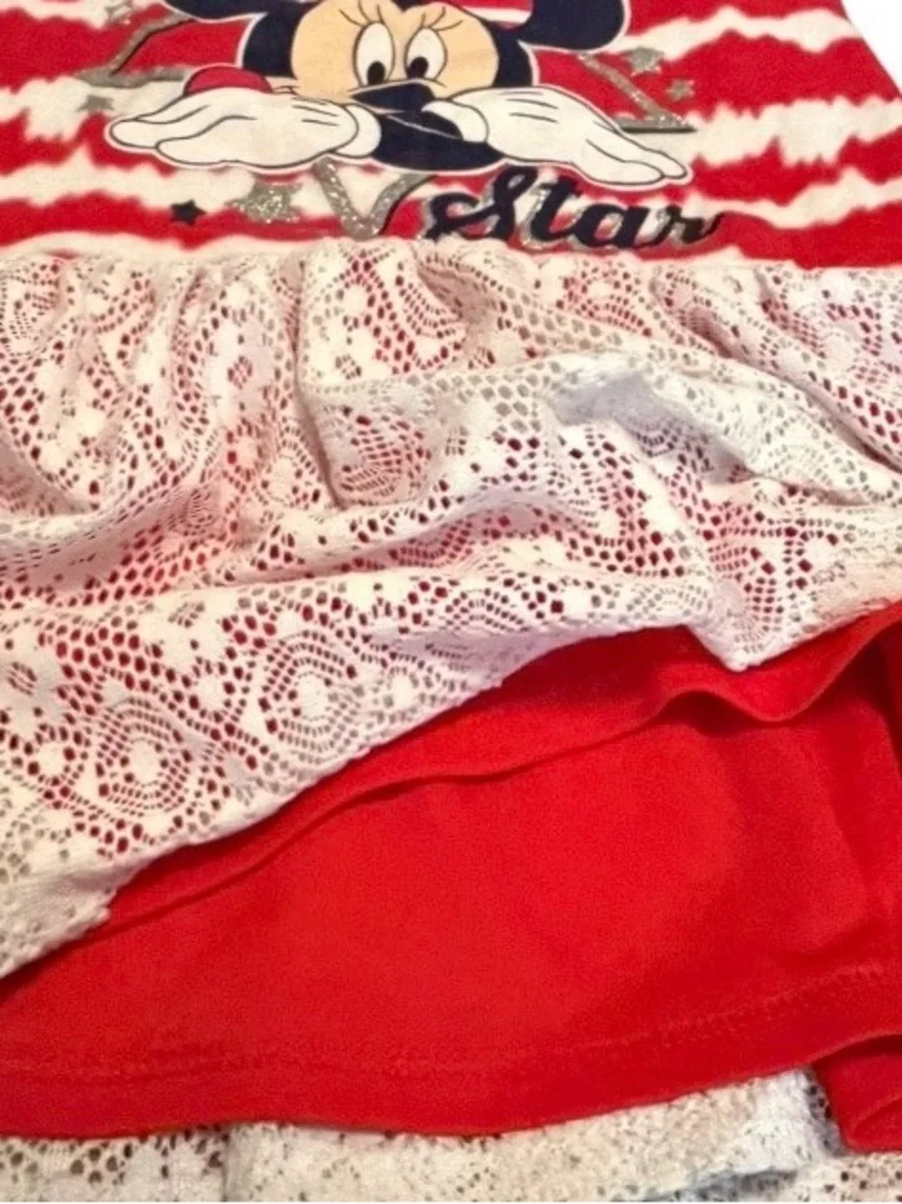 Vintage Disney Minnie Mouse Toddler Tank Lace Dress Tie Dye USA Patriotic 3T